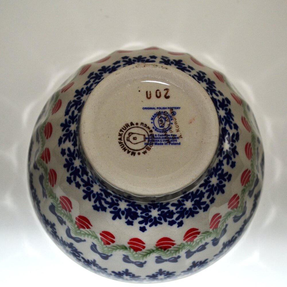Bolesławiec Christmas Bowl Red Garland Bow Motif Dining Serveware Holiday Charm - Picture 5 of 6